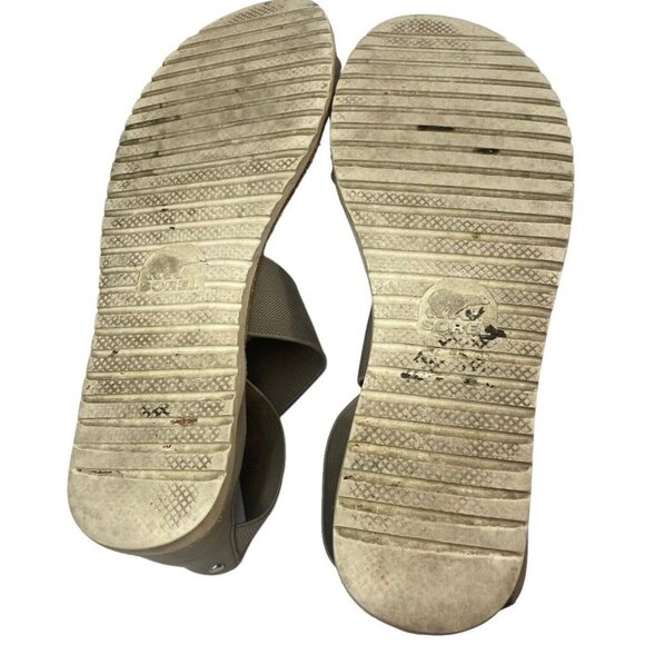 SOREL Women Sandals Size 8 Gray Ella Ankle Strap Slip On Casual Beach Summer - Picture 7 of 9